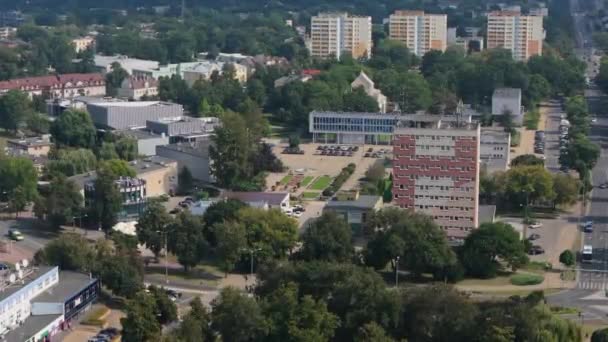 Schöne Landschaft Chopin Platz Pulawy Luftaufnahme Polen Hochwertiges Filmmaterial — Stockvideo