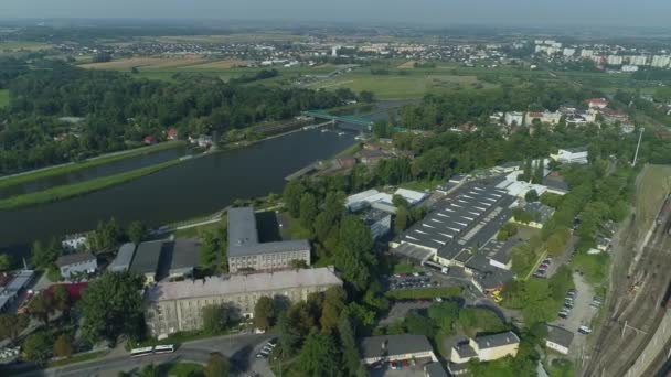 Όμορφη Panorama River Odra Opole Aerial View Πολωνία Υψηλής Ποιότητας — Αρχείο Βίντεο
