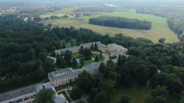Beautiful Landscape Czartoryski Palace Museum Pulawy Aerial View Poland High — Stock Video
