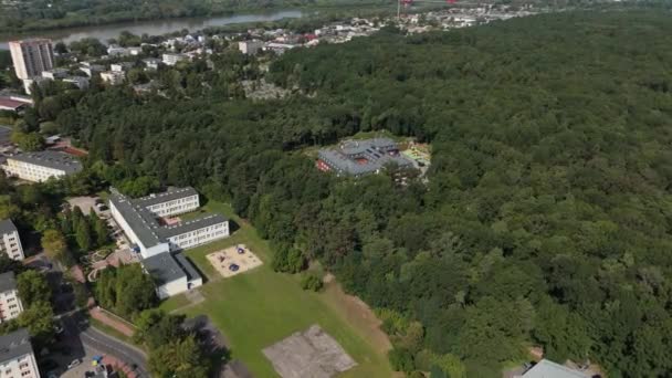 Prachtig Landschap Bos Kloosterhuis Pulawy Aerial View Polen Hoge Kwaliteit — Stockvideo