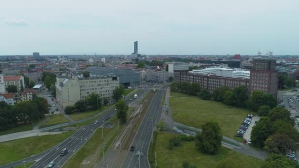 Panorama Street Olawska Museum Breslau Luftaufnahme Polen Hochwertiges Filmmaterial — Stockvideo