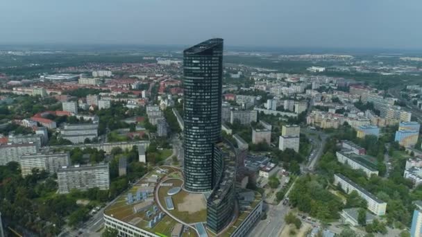 Beautiful Panorama Sky Tower Wroclaw Aerial View Poland High Quality — Stock Video