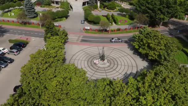 Paysage Statue Popieluszko Pulawy Vue Aérienne Pologne Images Haute Qualité — Video