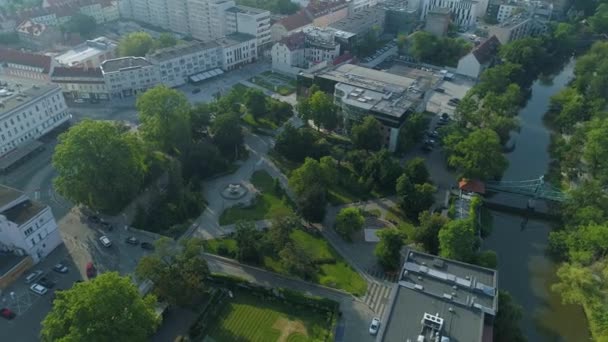Beautiful Freedom Square Opole Aerial View Poland Vysoce Kvalitní Záběry — Stock video