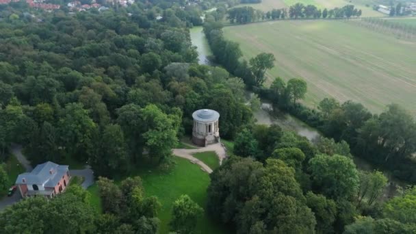 Temple Sibyl Czartoryski Park Pulawy Aerial View Polen Hoge Kwaliteit — Stockvideo
