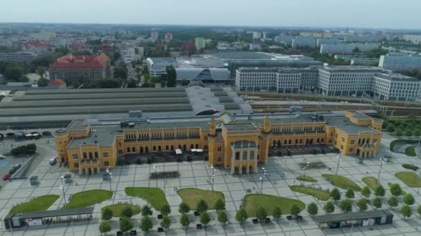 Magnifique Gare Centrale Wroclaw Vue Aérienne Pologne Images Haute Qualité — Video