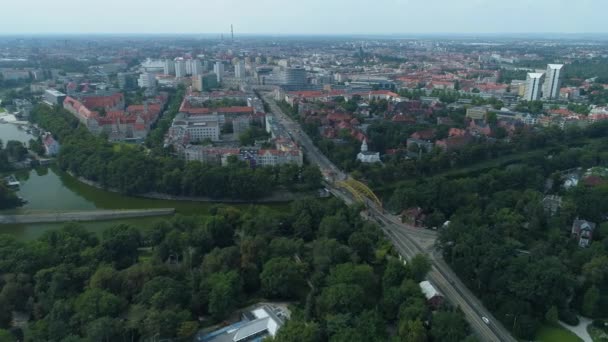 Воздушный Вид Вроцлава Польша Высококачественные Кадры — стоковое видео