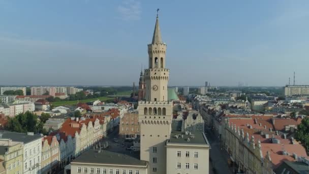 Bella Piazza Del Mercato Della Città Vecchia Opole Vista Aerea — Video Stock