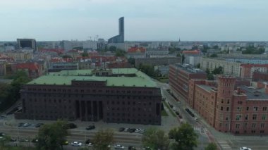 Güzel Podwale Caddesi Wroclaw Hava Manzarası Polonya. Yüksek kalite 4k görüntü