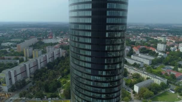 Beautiful Sky Tower Wroclaw Aerial View Poland High Quality Footage — Stock Video