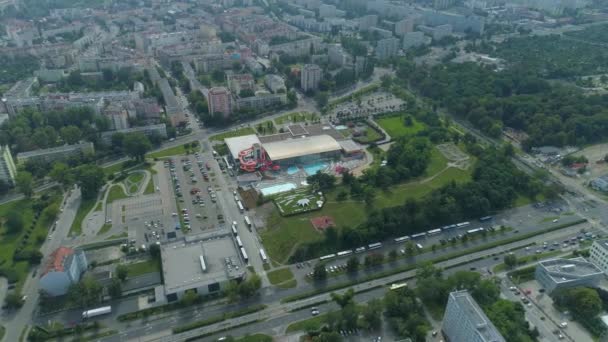 Beautiful Panorama Aquapark Wroclaw Aerial View Poland High Quality Footage — Stock Video