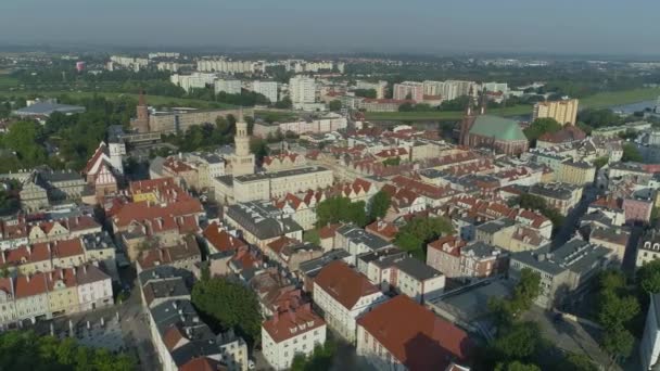 Όμορφη Πανόραμα Παλιά Πόλη Opole Aerial View Πολωνία Υψηλής Ποιότητας — Αρχείο Βίντεο