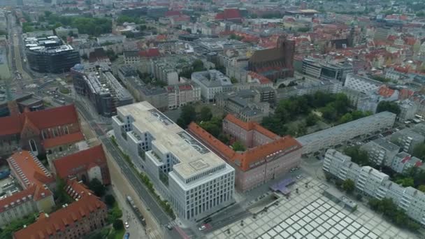 Beautiful Panorama Old Town Wroclaw Aerial View Polsko Vysoce Kvalitní — Stock video