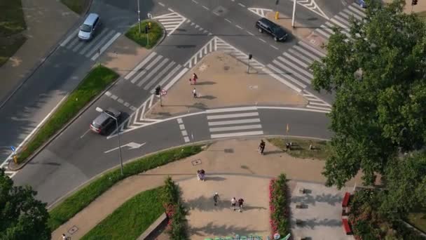 Galerij Intersection Park Downtown Pulawy Aerial View Polen Hoge Kwaliteit — Stockvideo