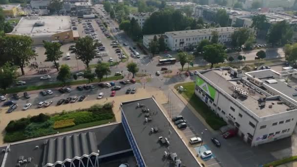 Όμορφο Τοπίο Street Council Downtown Pulawy Aerial View Πολωνία Υψηλής — Αρχείο Βίντεο