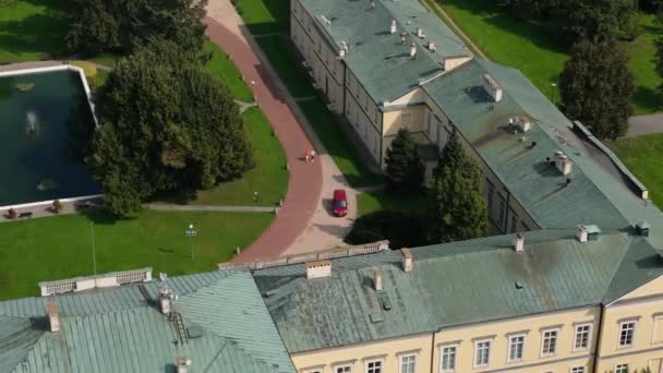 Bela Czartoryski Palace Museum Pulawy Vista Aérea Polónia Imagens Alta — Vídeo de Stock
