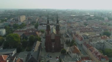 Güzel Katedral Opole Hava Görüntüsü Polonya. Yüksek kalite 4k görüntü