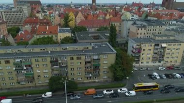 Güzel Panorama Eski Kasabası Wroclaw Hava Manzarası Polonya. Yüksek kalite 4k görüntü