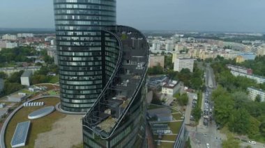Güzel Gökyüzü Kulesi Wroclaw Hava Görüntüsü Polonya. Yüksek kalite 4k görüntü