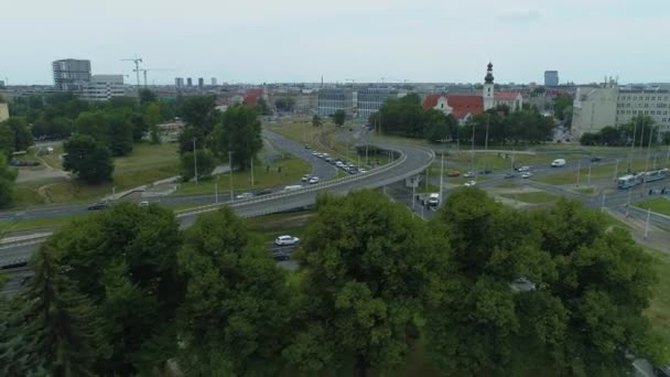Beautiful Social Beach Forking Roads Wroclaw Aerial View Poland High — Stock Video