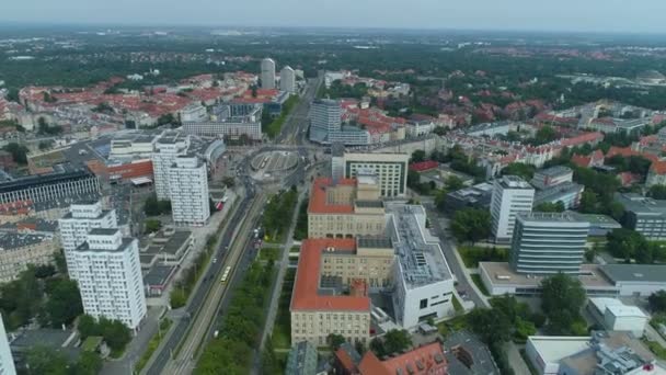 Magnifique Panorama Place Grunwaldzki Wroclaw Vue Aérienne Pologne Images Haute — Video