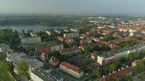 Beautiful Estate Pond Kamionka Piast Opole Αεροφωτογραφία Πολωνία Υψηλής Ποιότητας — Αρχείο Βίντεο