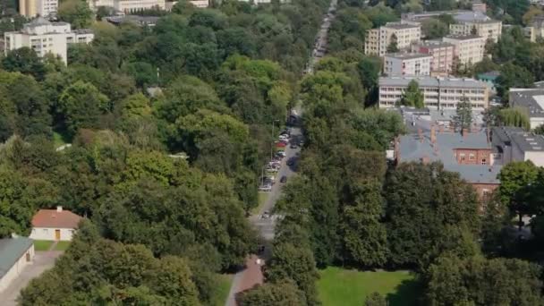 Красивий Ландшафтний Парк Вулиці Центрі Міста Пулаві Повітряний Вигляд Польща — стокове відео