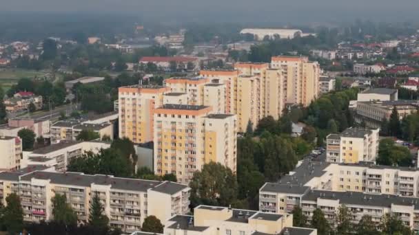 Gyönyörű Tájkép Lakóingatlan Felhőkarcolók Pulawy Aerial View Lengyelország Kiváló Minőségű — Stock videók