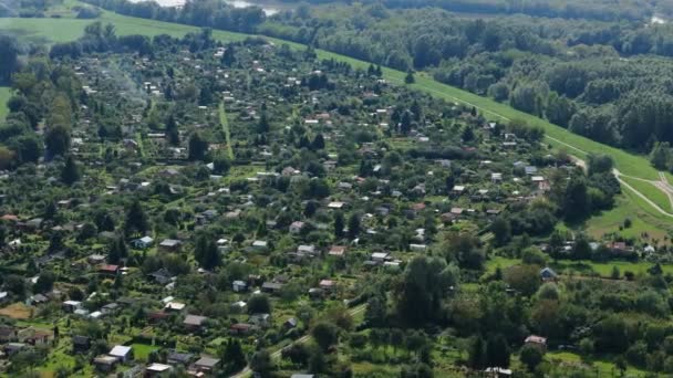 Indah Landscape Allotment Gardens Pulawy Aerial View Polandia Rekaman Berkualitas — Stok Video