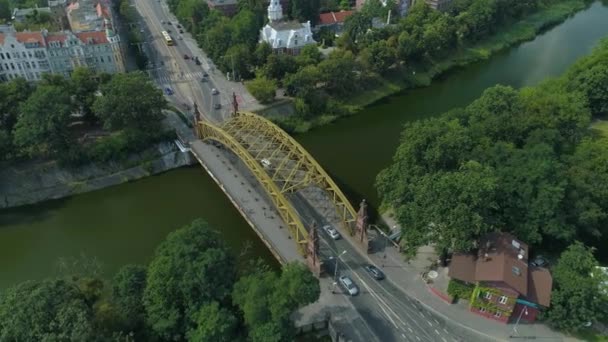 Ponte Zwierzyniecki Vista Aérea Wroclaw Polônia Imagens Alta Qualidade — Vídeo de Stock