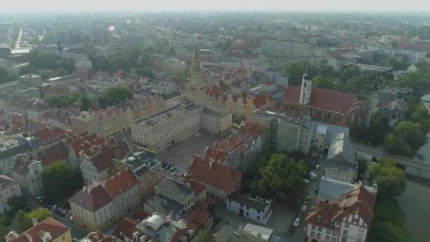 Vackra Old Town Salutorget Opole Flygfoto Polen Högkvalitativ Film — Stockvideo