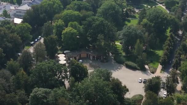 Turistické Informační Centrum Park Downtown Pulawy Aerial View Polsko Vysoce — Stock video