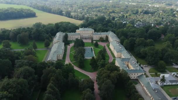 Beautiful Landscape Czartoryski Palace Museum Pulawy Aerial View Poland High — Stock Video