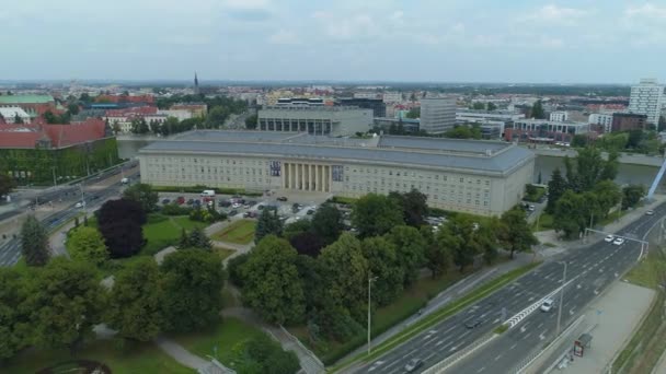 Beautiful Panorama Provincial Office Wroclaw Aerial View Poland High Quality — Stock Video