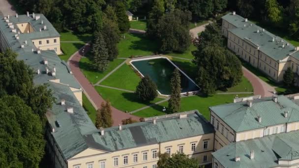 Gyönyörű Czartoryski Palota Múzeum Pulawy Aerial View Lengyelország Kiváló Minőségű — Stock videók