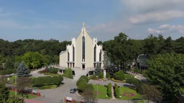 Beau Paysage Eglise Forêt Pulawy Vue Aérienne Pologne Images Haute — Video