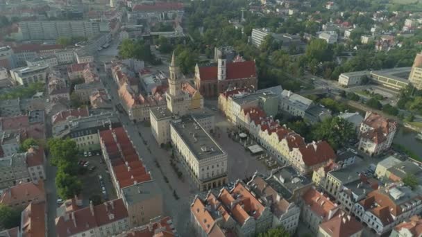 Prachtige Oude Stadsplein Opole Aerial View Polen Hoge Kwaliteit Beeldmateriaal — Stockvideo