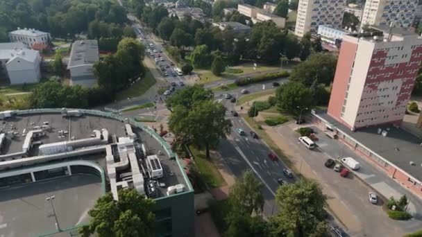 Galerij Intersection Park Downtown Pulawy Aerial View Polen Hoge Kwaliteit — Stockvideo