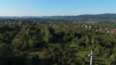 Güzel Peyzaj Dağları Bieszczady Zagorz Hava Görüntüsü Polonya. Yüksek kalite 4k görüntü