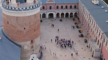 Güzel Castle Square Müzesi Lublin Hava Manzaralı Polonya. Yüksek kalite 4k görüntü