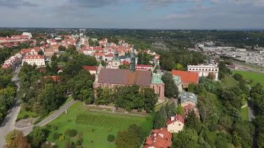 Panorama Bazilikası Sandomierz Hava Görüntüsü Polonya. Yüksek kalite 4k görüntü