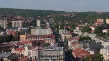 Güzel Sokak Dağı Przemysl Hava Manzarası Polonya. Yüksek kalite 4k görüntü