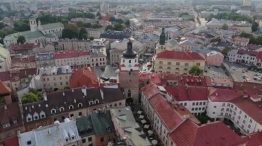 Güzel Pazar Meydanı Eski Şehir Lublin Hava Manzarası Polonya. Yüksek kalite 4k görüntü
