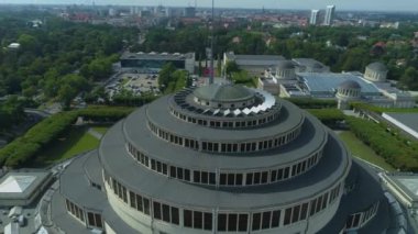 Centennial Hall Hala Stulecia Wroclaw Hava Görüntüsü Polonya. Yüksek kalite 4k görüntü