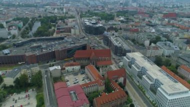 Güzel Panorama Eski Kasabası Wroclaw Hava Manzarası Polonya. Yüksek kalite 4k görüntü