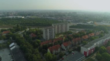 Güzel Panorama Gökdelenleri Opole Hava Görüntüsü Polonya. Yüksek kalite 4k görüntü