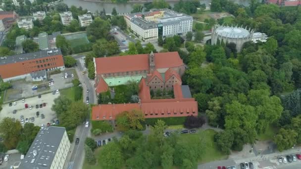 Beautiful Architecture Museum Wroclaw Aerial View Polsko Vysoce Kvalitní Záběry — Stock video