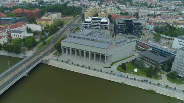 Belle Bibliothèque Universitaire Wroclaw Vue Aérienne Pologne Images Haute Qualité — Video