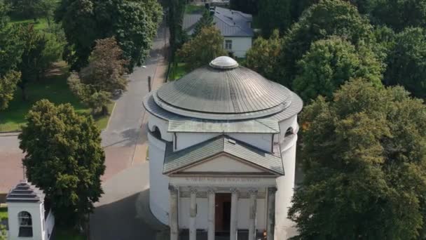 Belle Église Pulawy Vue Aérienne Pologne Images Haute Qualité — Video