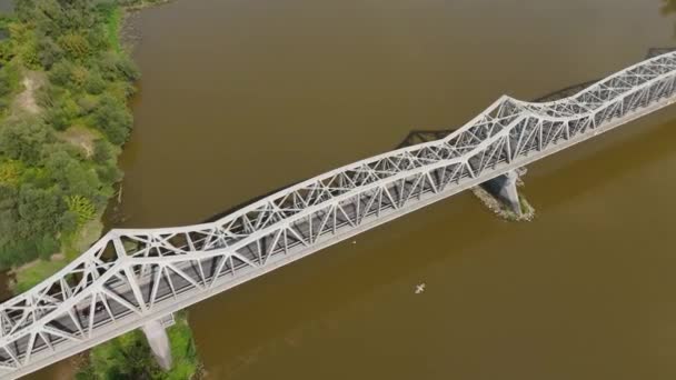 Krásný Landscape Bridge River Vistula Pulawy Aerial View Polsko Vysoce — Stock video